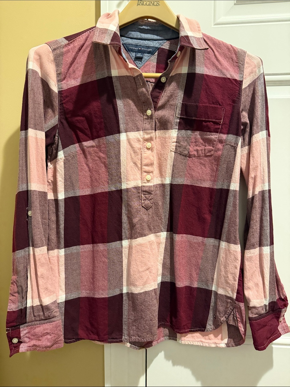 Tommy Hilfiger Men's Plaid Button-Down Shirt — Pink & Burgundy